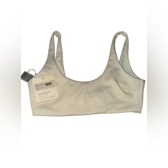 Mara Hoffman NWT Lira Ribbed Bikini Top in Cream Size Large MSRP $145 - Picture 2 of 6